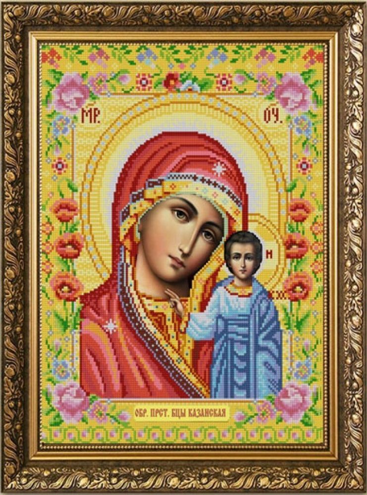 Рисунок для вышивания бисером Конек, 9261 Богородица Казанская 29х39 см