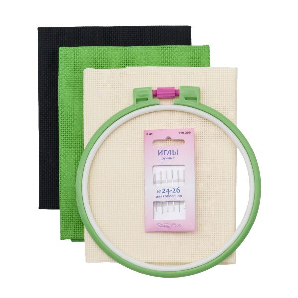 Канва Aida 14 ct, 50х50см, 624010-14C/T, черный/кремовый/зеленый, Bestex