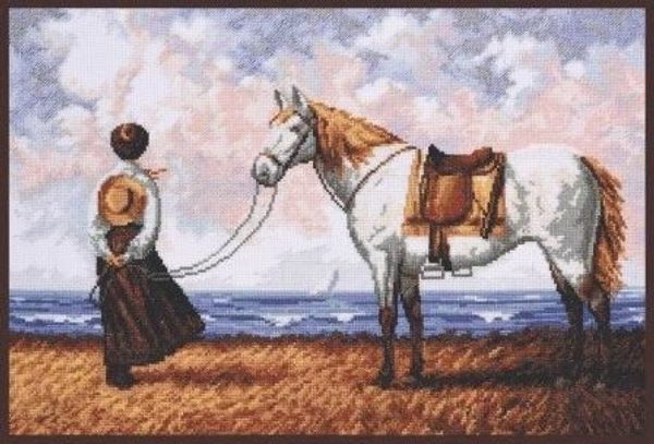 Набор для вышивания нитками Палитра, Морской бриз 40х27 см