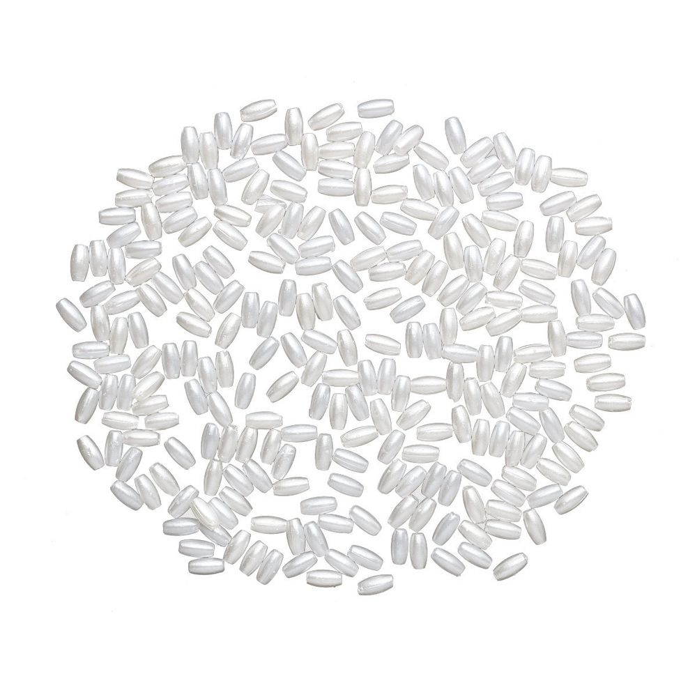 Бусины пластик (жемчуг) 3х6 мм, 15 г, Astra&Craft, белоснежный