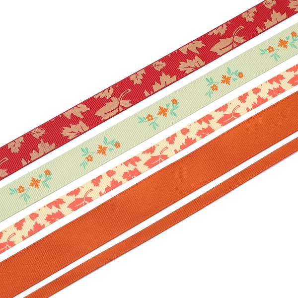 Набор репсовых лент, 5 шт, 45 м (2 шт по 18 м и 3 шт по 3 м), цвет темно-оранжевый