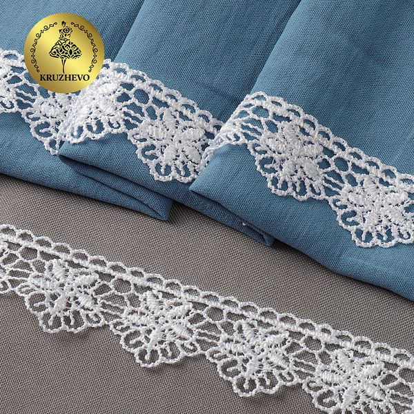 Кружево гипюр (плетёное) 30 мм / 13.71 метров, TBY.2812, цв.1 белый