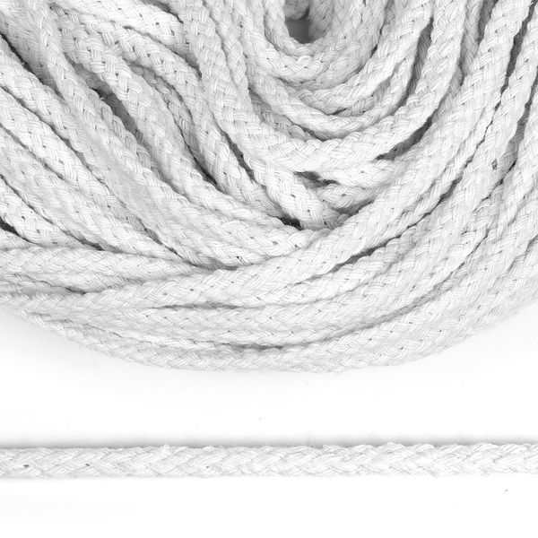 Шнур плоский плетеный х/б ⌀5.0 мм / 50 метров, 62575 цв.белый