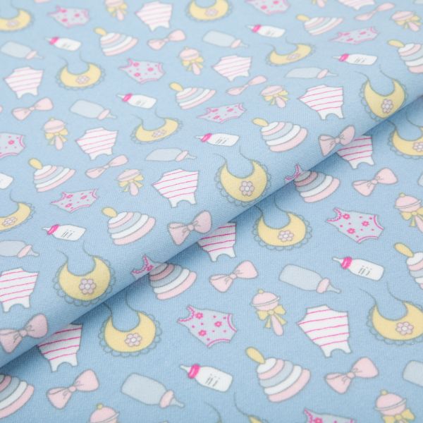 Ткань для пэчворка Peppy Молочные сны фланель, отрез 100х110 см, 175 г/м², МС-16 голубой, Peppy