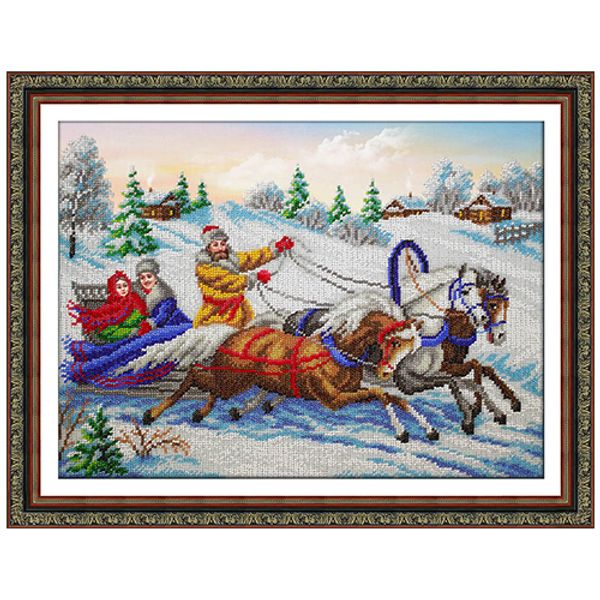 Набор для вышивания бисером Паутинка, Тройка 38х28 см, 505668