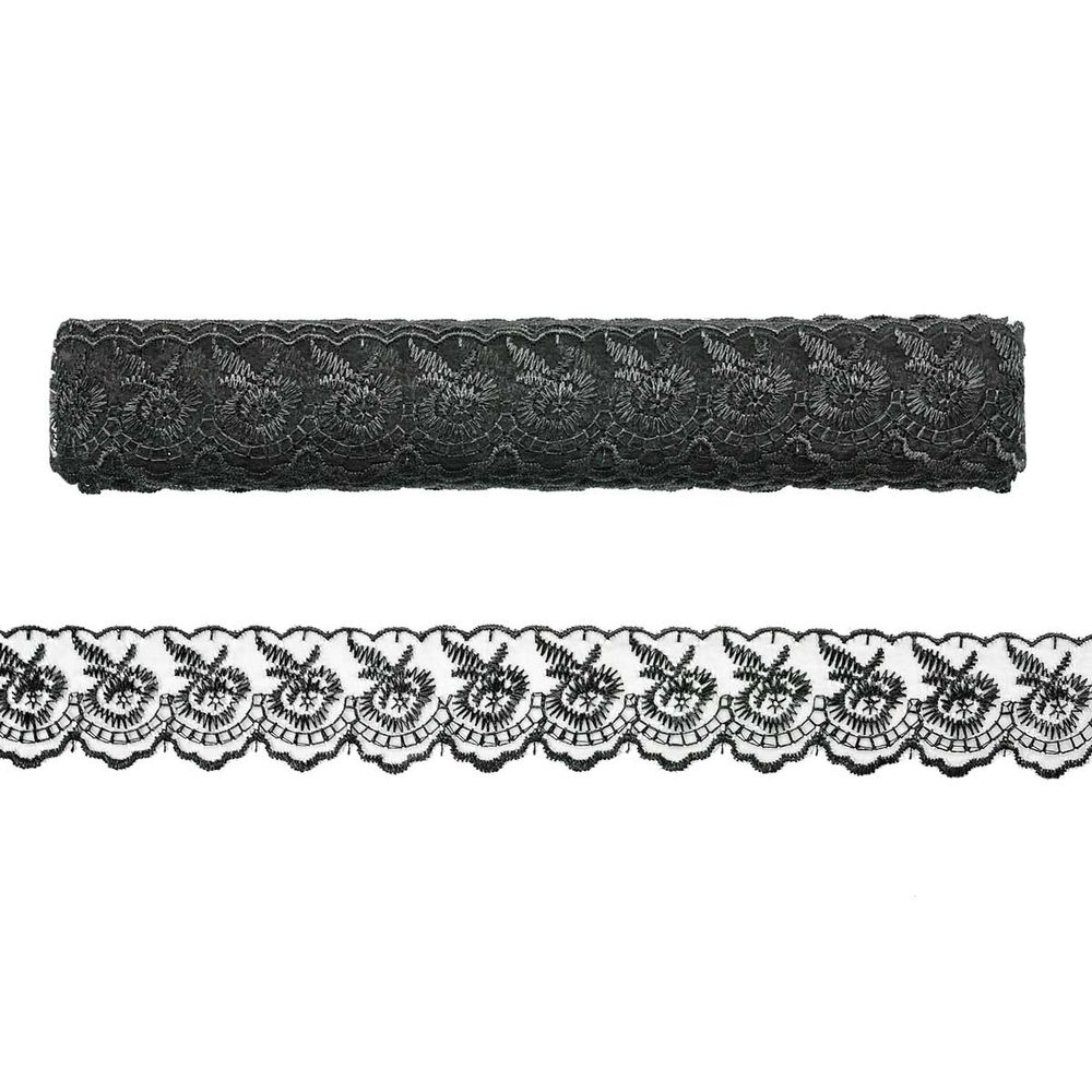 Кружево капроновое 45 мм / 13.71м 0574-2020, цв.черный