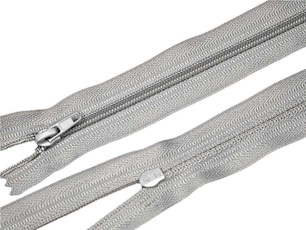 Молния спираль (витая) (цв.SBS) брючная Т4 (4 мм) 1 зам., н/раз., 20 см, автомат, S-133 св.серый, 100 шт