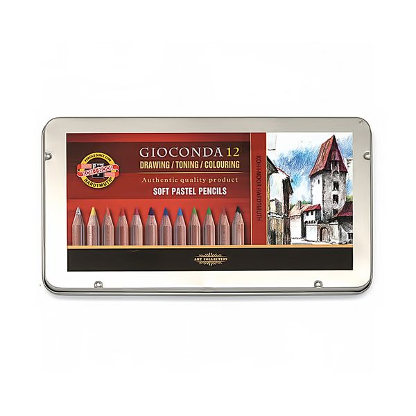 Мелки сухие в карандаше KOH-I-NOOR Gioconda 12 цв, в жестяной упаковке 8827012005PL