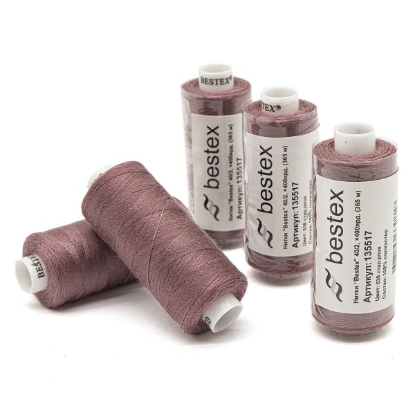 Нитки швейные бытовые Bestex 40/2, 365 м (400 ярд) / 10 кат., 038 античный лиловый