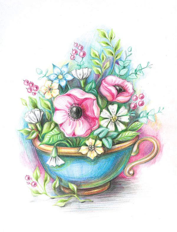 Скетч для раскрашивания цветными карандашами Фрея, RPSС-0001 Лето в кружке 29.7х21 см, 1 л