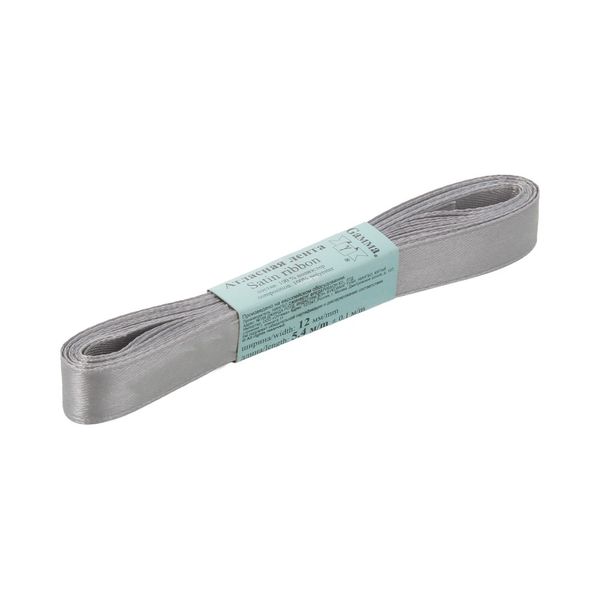 Лента атласная 1-сторонняя 12.0 мм / 10 шт по 5.4 метра, №139 серый, Gamma AL-12P