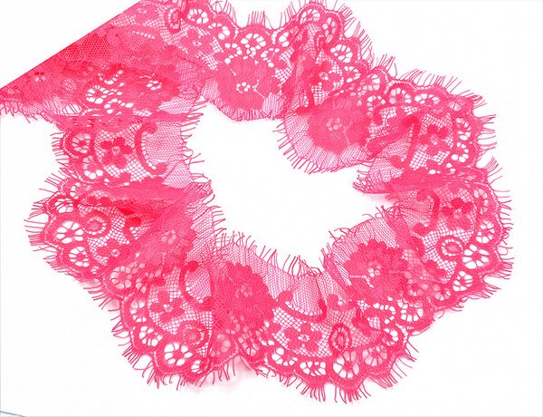 Кружево шантильи (реснички) диз.TY 76006 шир.80мм цв.144 ярк.розовый уп.30м (по 3м), Kruzhevo