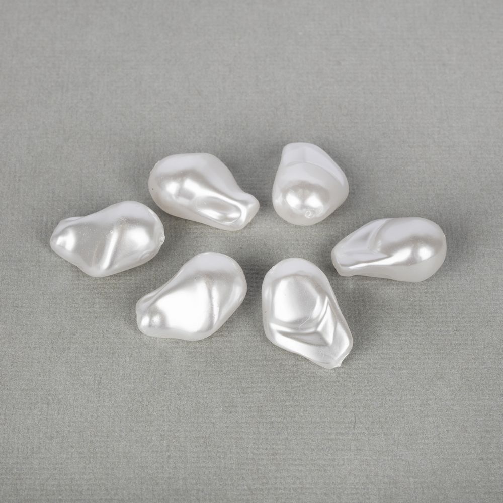 Бусины пластик 21х16 мм, 10х6 шт, №01 большая капля под жемчуг, Zlatka WDB-10