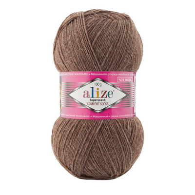 Пряжа Alize (Ализе) Superwash Comfort Socks / уп.5 мот. по 100 г, 420 м, 240 коричневый меланж, 549365-65