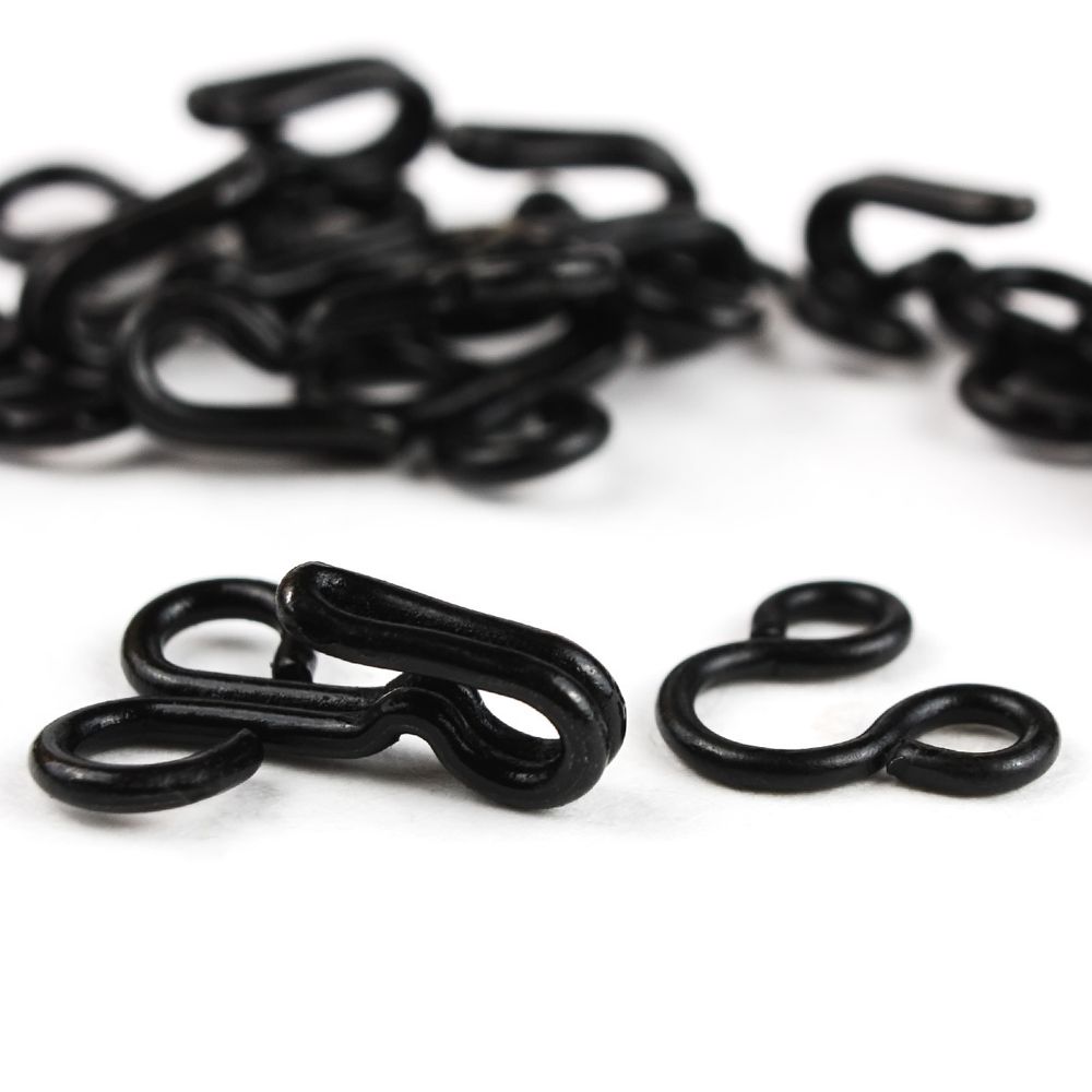 Крючки пришивные 12 мм, сталь, черные, 14 шт, Pony