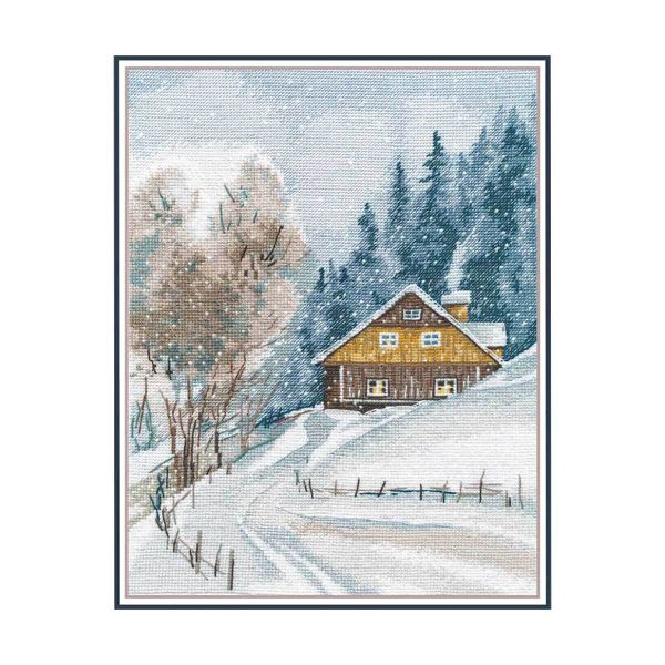 Набор для вышивания нитками Овен, Зимняя тишина 20х26см