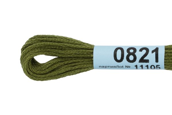 Мулине Gamma 100% хлопок, цв.0821 хаки, 24 мотка по 8 метров