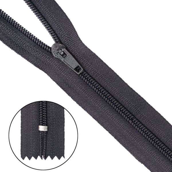 Молния спираль (витая) брючная Т4 (4 мм) 1 зам., н/раз., 20 см, п/автомат, цв.301 т.серый, 321, 10 шт