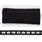 Кружево гипюр (плетёное) 30 мм, матовая нить, черный, 13.72 м, S090697