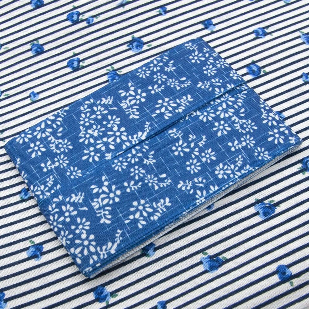 Ткань для рукоделия в наборе х/б с лентой 48х50см+1,5м (25667/25301 синий) 29487