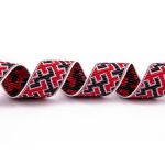 Лента (тесьма) жаккардовая 24.0 мм / 25±1 метров, рис.9615, Орнаменты и узоры народов севера, белый-красный-черный, Gamma С3772Г17 рис.9615