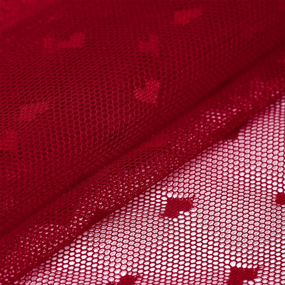 Сетка бельевая эластичная 55 г/м², шир.150 см / 1 метр, Сердечки, цв.101 темно-красный /OLG015.101.1/