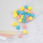 Цветочек-розочка из фоамирана 38 мм, микс №18, 3 цвета, 30 шт