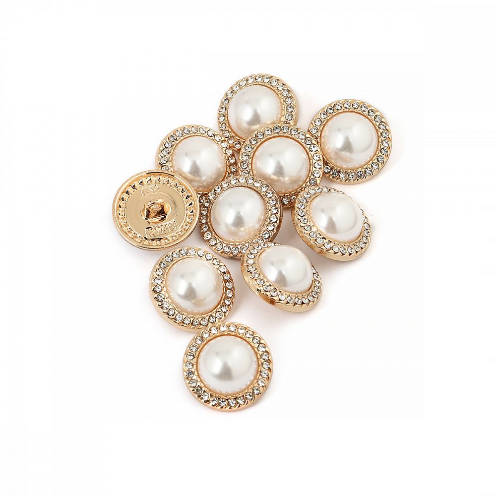 Пуговицы металлические на ножке 28L-18 мм, С-MP15 цв.золото/перламутр, 10 шт