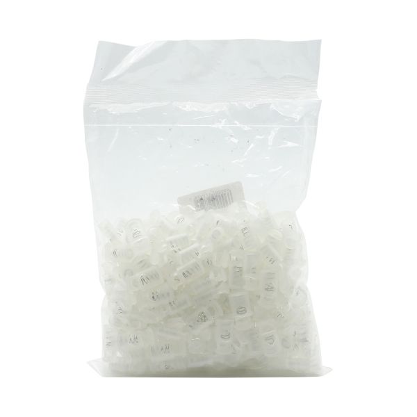 Фиксатор (зажим) для шнура пластик 1 отв., ⌀5.5 мм, 20х10 мм, цилиндр, прозрачный, 200 шт