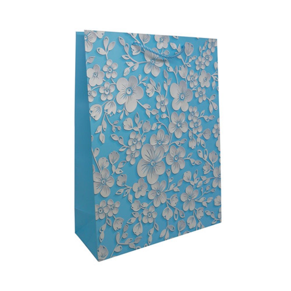 Пакет подарочный ламинированный &quot;Цветы&quot;, 40х30х12см (C-голубой), 3 шт
