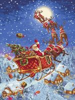 Набор для вышивания нитками LetiStitch, Санта разносит подарки 40х30 см