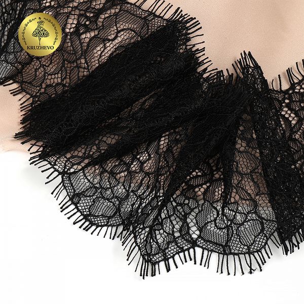 Кружево шантильи (реснички) 80 мм, цв.2 черный, 3 метра, Kruzhevo