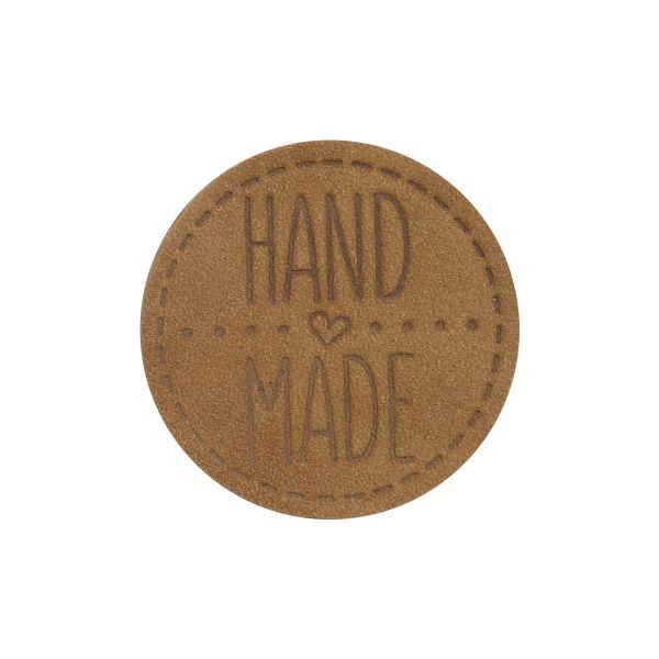 Термоаппликация из кожи Hand Made D4,5см, 100% кожа, 40 светло-коричневый, 5 шт