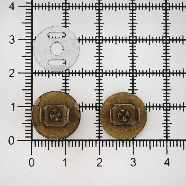 Кнопка магнитная металл ⌀14.0 мм, латунь, 20 шт