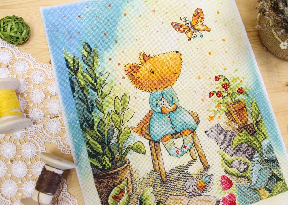 Набор для вышивания нитками МП Студия, Лисичкин сад 33х24 см