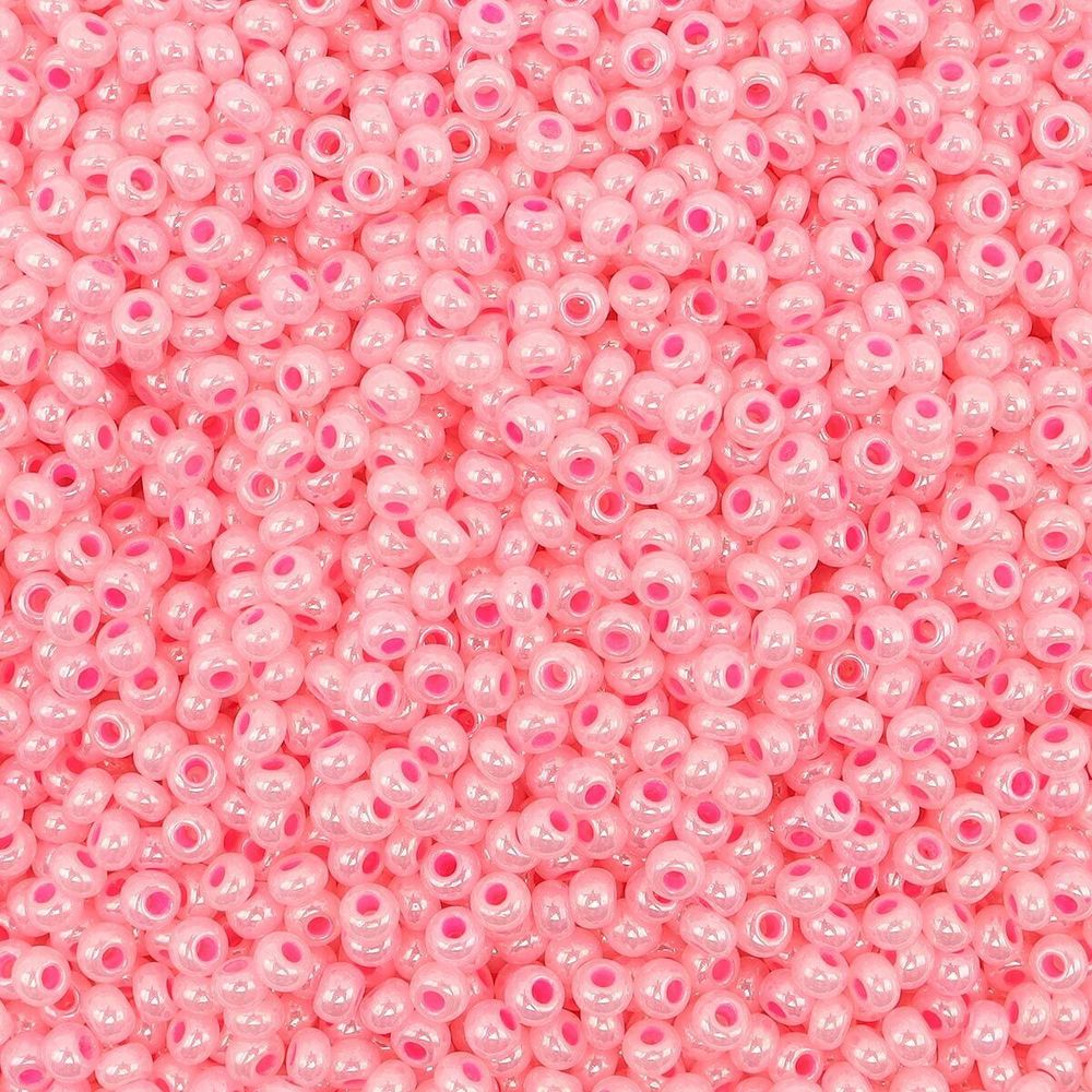 Бисер Preciosa полупрозрачный жемчужный с цв. центром 10/0 (2.3 мм), круг.отв, 50г, (37175)