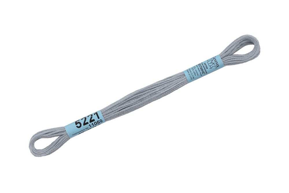 Мулине Gamma 100% хлопок, цв.5221 серый, 24 мотка по 8 метров