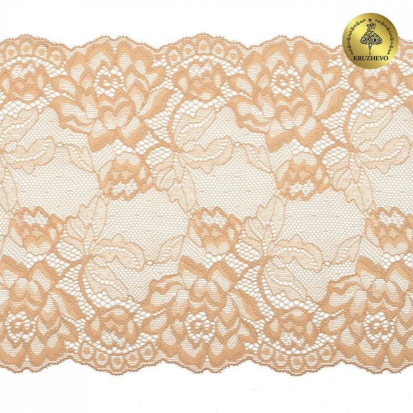 Кружево бельевое эластичное 180 мм / 25 м, цв.S180 бежевый, Kruzhevo