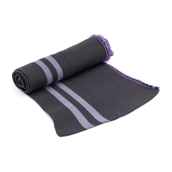 Подвяз средней плотности с полосками (100% полиэстер), 1*1, высота 14см (7см*2), длина 70-73см (8125/8126 т.серый с жемчуж. полосками)