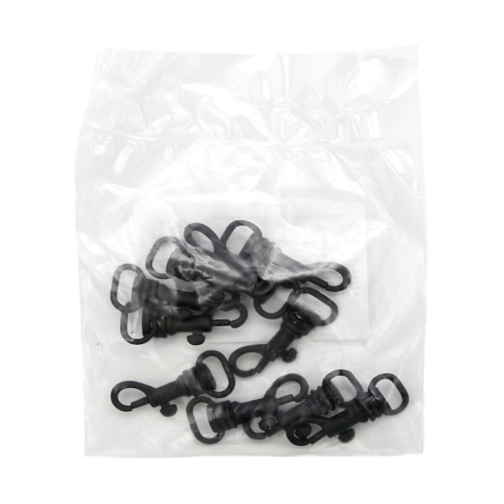 Карабин металл 10.0 мм (33х14 мм), черная резина, 10 шт