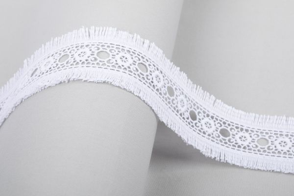 Кружево гипюр (плетёное) 45 мм / 10 м, белый, Gamma GGM-4501