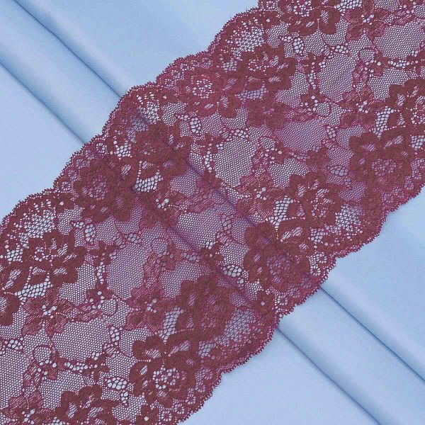 Кружево бельевое эластичное 180 мм / 3.4 метра, цвет темно-красный