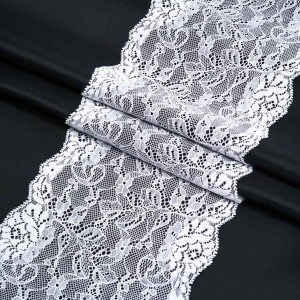 Кружево бельевое эластичное 150 мм / 2.5 метра, цвет белый