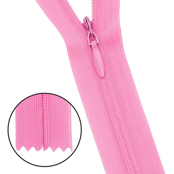 Молния потайная (скрытая) Т3 (3 мм) 1 зам., н/раз., 50 см, нейлон, F141 розовый, 10 шт