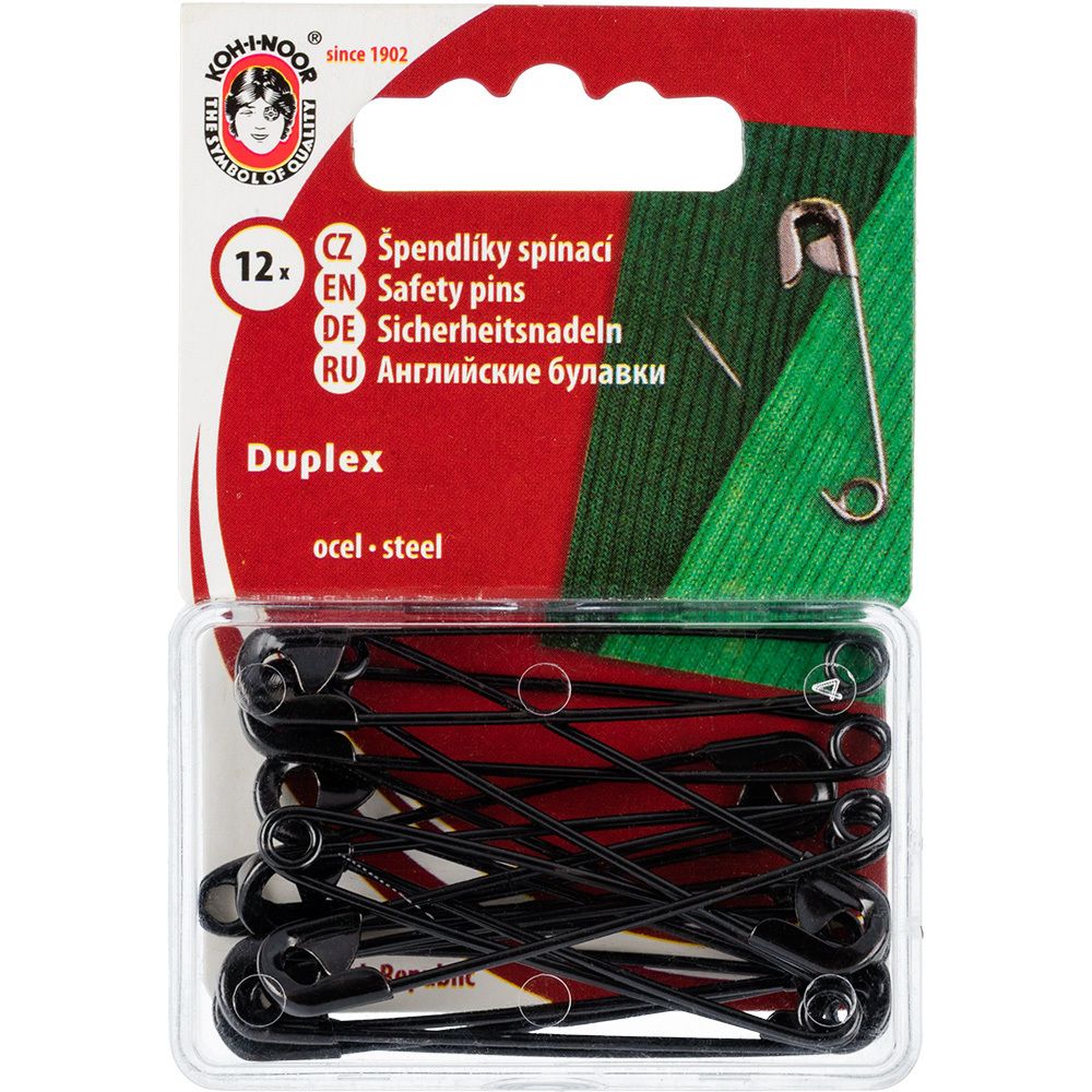 Булавки английские 50 мм, 12 шт, черный, KOH-I-NOOR 55 (5110 №3)