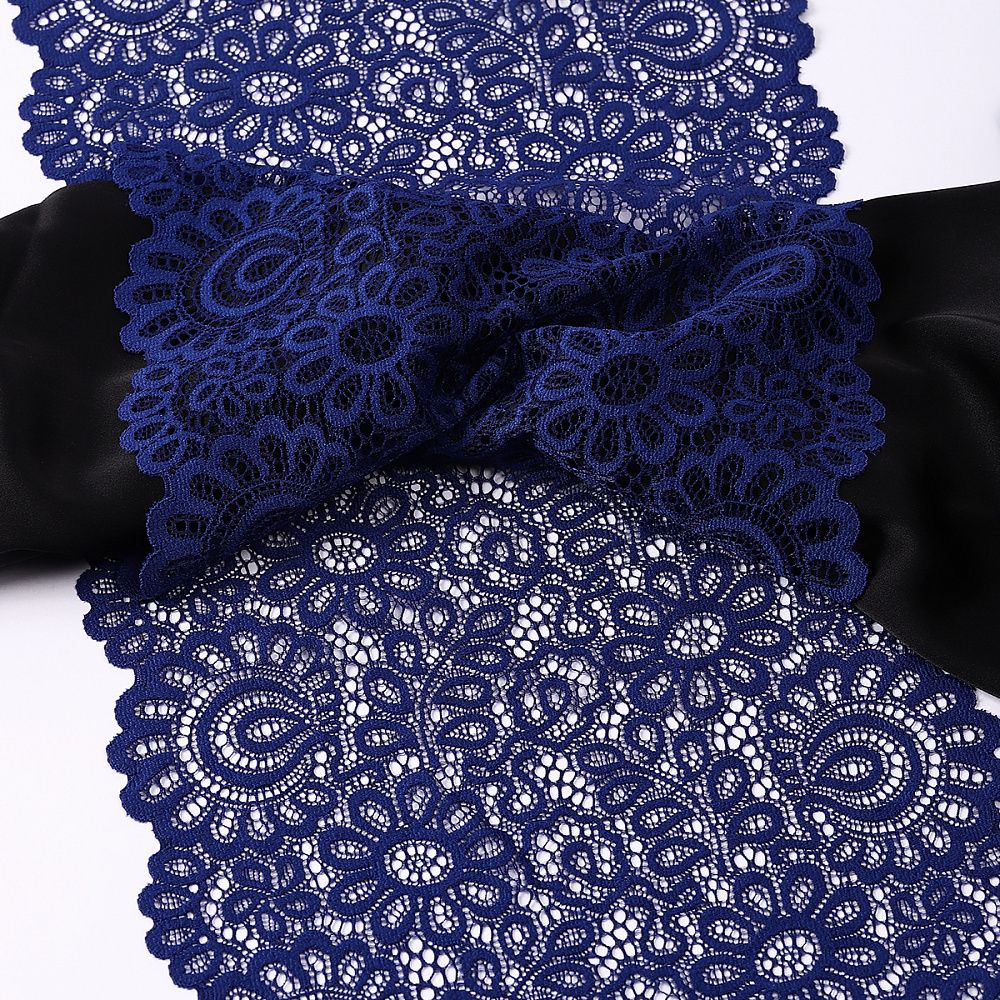 Кружево бельевое эластичное 205 мм / 25 м, TBY.YSTL00839, цв.L1832 синий, Kruzhevo