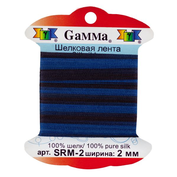 Лента (тесьма) шелковая 2.0 мм / 9.1±0.5 метров, M140 синий/т.фиолетовый, Gamma SRM-2