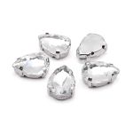 Хрустальные стразы в цапах формы капля, белый 10х14 мм, 5 шт., АЦ001НН1014