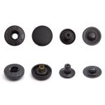 Кнопка Альфа (S-образная) ⌀15.0 мм, ≈72 шт, шляпка пластик + отв.части МЕТАЛЛ, 322 черный + отв.части оксид, NEW STAR