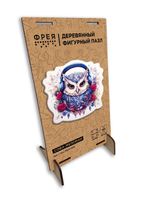 Пазл фигурный деревянный Сова-меломан 155 элементов, Фрея PZLF-009